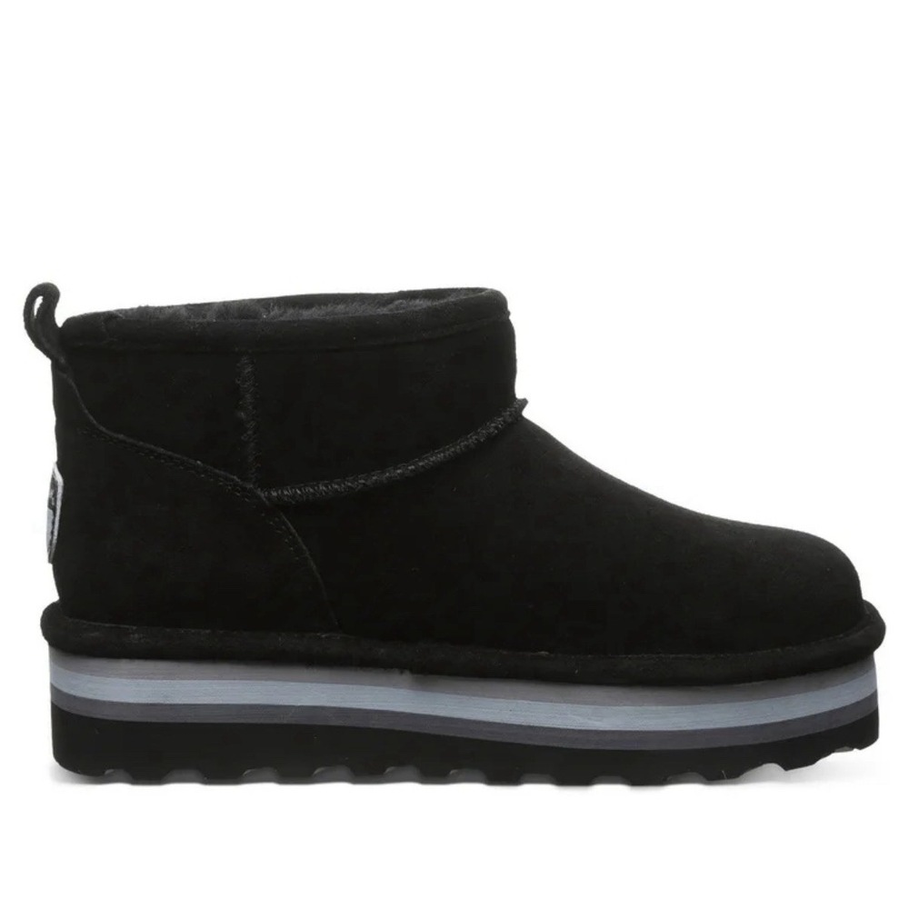 Bearpaw Ankle Boot Retro Shorty Bootie Shoe Slip On Black Suede Womens‎ 8 New